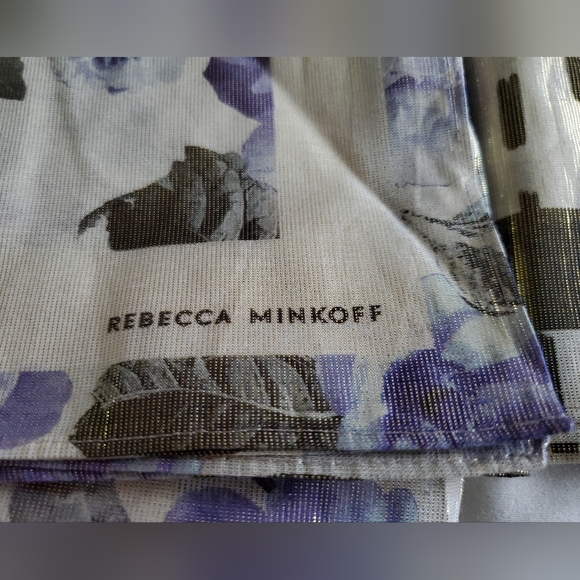 2 Rebecca Minkoff Silky Chiffon Metallic sheen scarves/ handkerchiefs/ bandanas - Picture 2 of 12